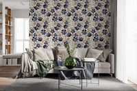 Indigo Garden Sketch Wallpaper⁠