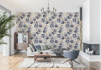 Indigo Garden Sketch Wallpaper⁠
