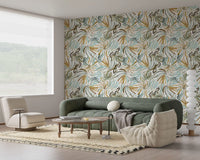 Organic Serene Leaf Motif Wallpaper⁠