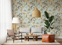 Organic Serene Leaf Motif Wallpaper⁠