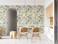 Organic Serene Leaf Motif Wallpaper⁠