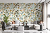 Organic Serene Leaf Motif Wallpaper⁠