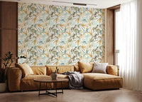 Organic Serene Leaf Motif Wallpaper⁠