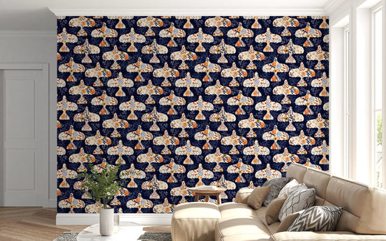 Enchanted Bird Garden Motif Wallpaper⁠