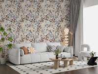 Rustic Sepia Floral Field Wallpaper⁠