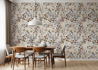 Rustic Sepia Floral Field Wallpaper⁠