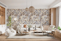 Rustic Sepia Floral Field Wallpaper⁠