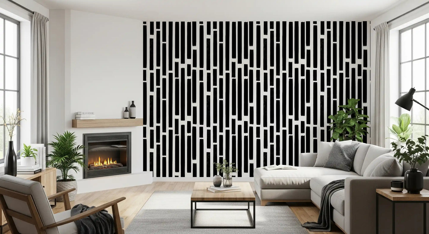 Monochrome Painted Vertical Bars Wallpaper⁠