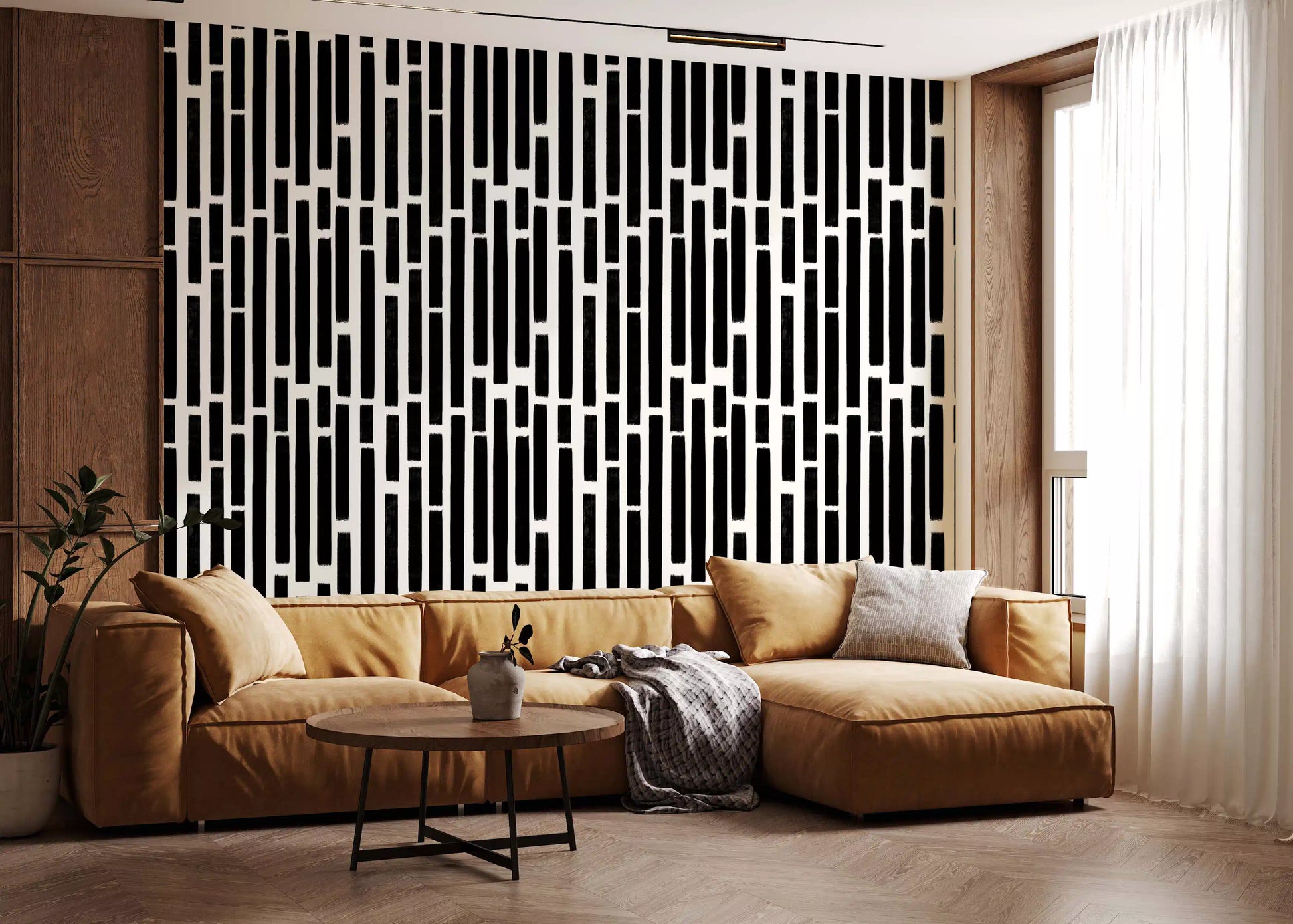 Monochrome Painted Vertical Bars Wallpaper⁠
