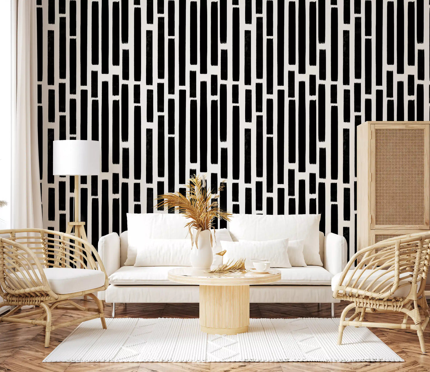 Monochrome Painted Vertical Bars Wallpaper⁠