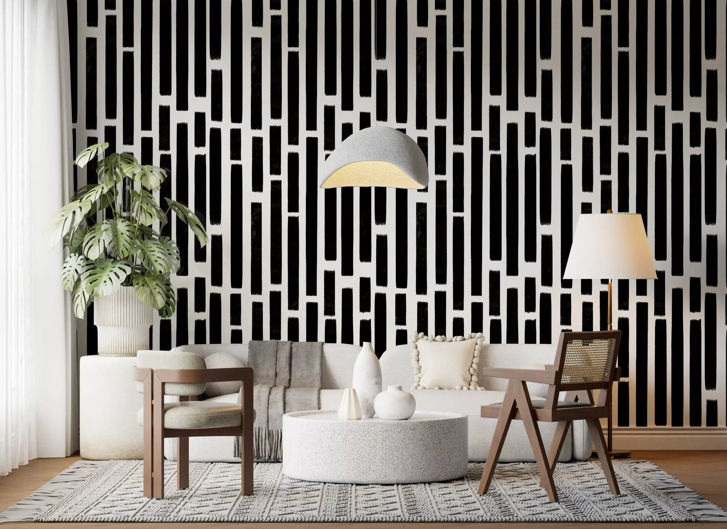 Monochrome Painted Vertical Bars Wallpaper⁠