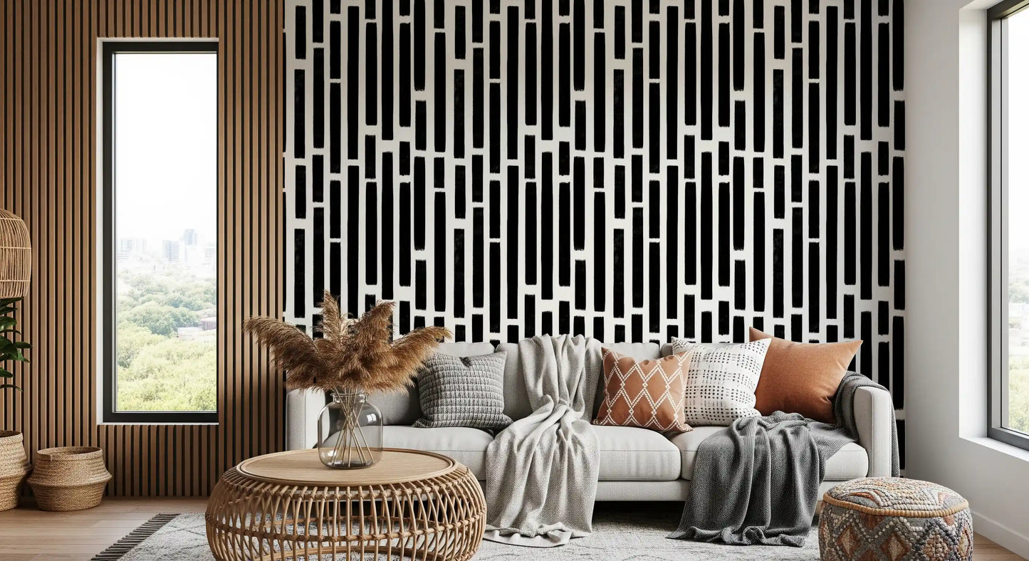 Monochrome Painted Vertical Bars Wallpaper⁠