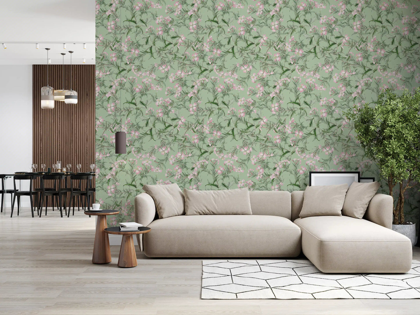 Soft Sage Floral Botanical Meadow Wallpaper⁠