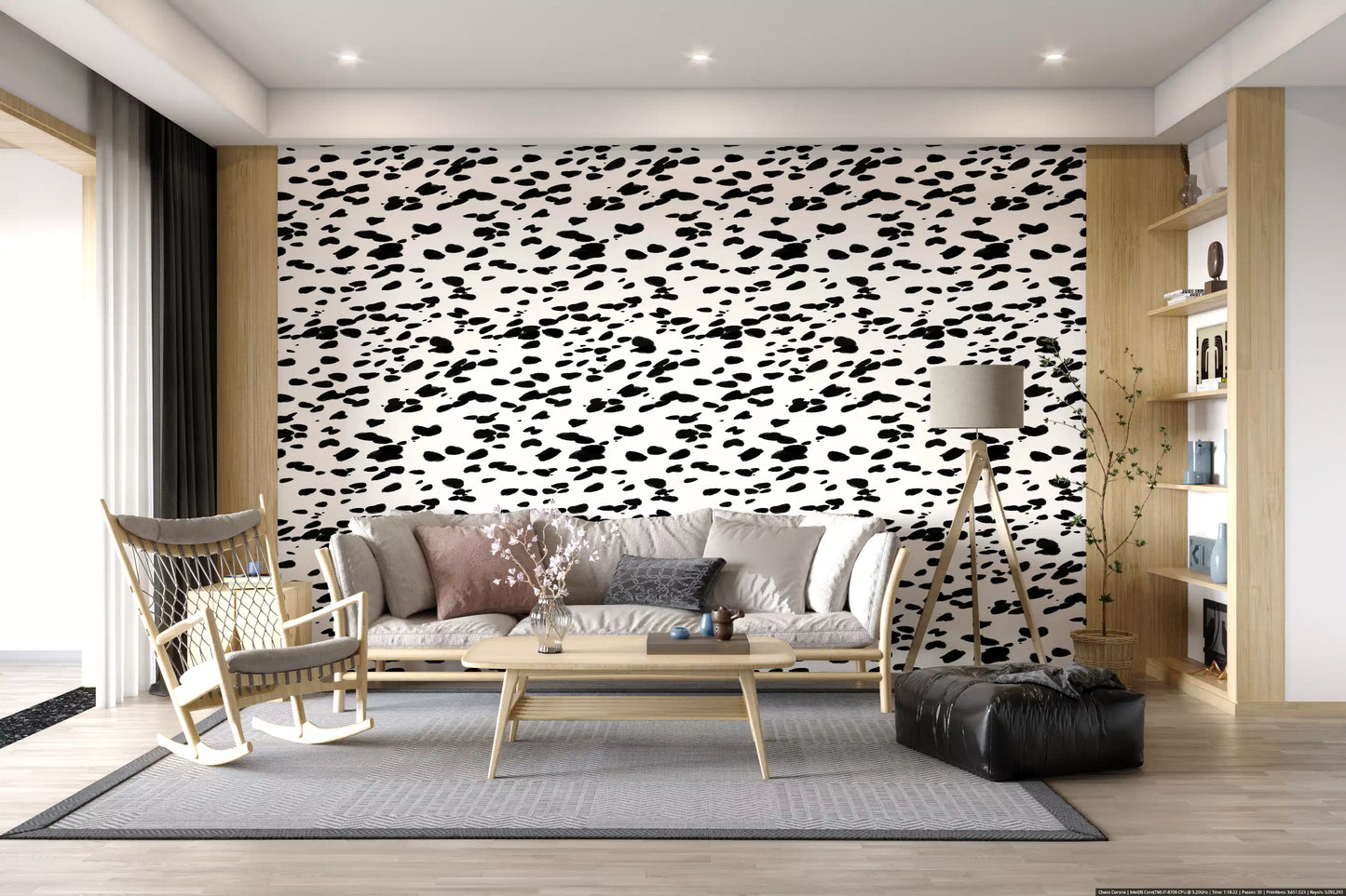 Black and White Brushstroke Dabs Wallpaper⁠