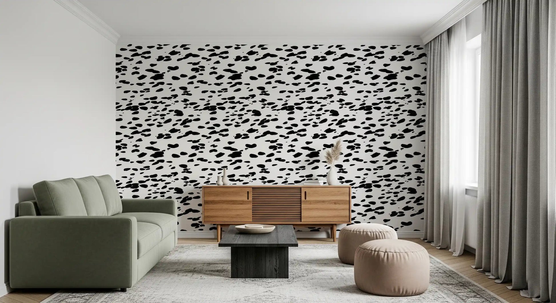 Black and White Brushstroke Dabs Wallpaper⁠