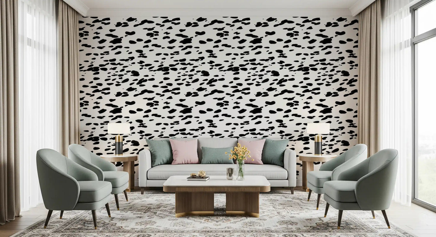 Black and White Brushstroke Dabs Wallpaper⁠