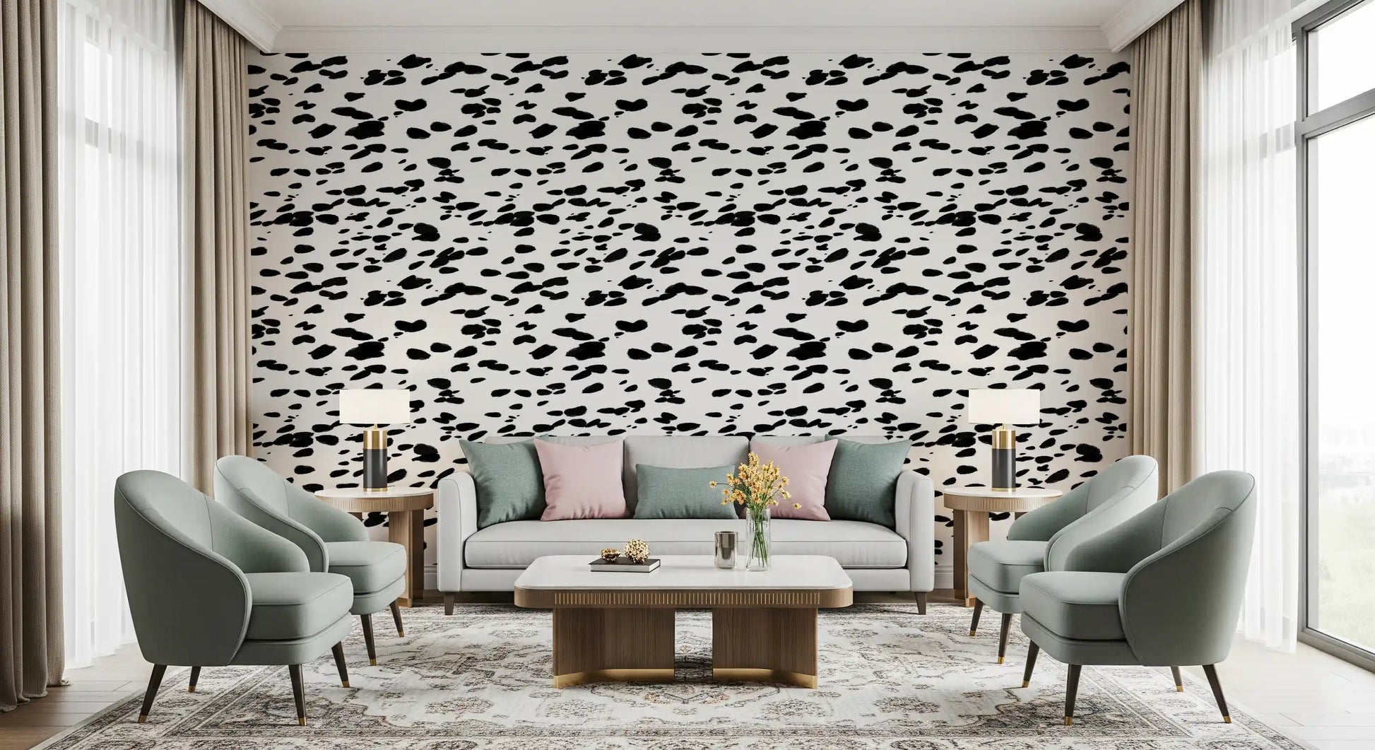 Black and White Brushstroke Dabs Wallpaper⁠