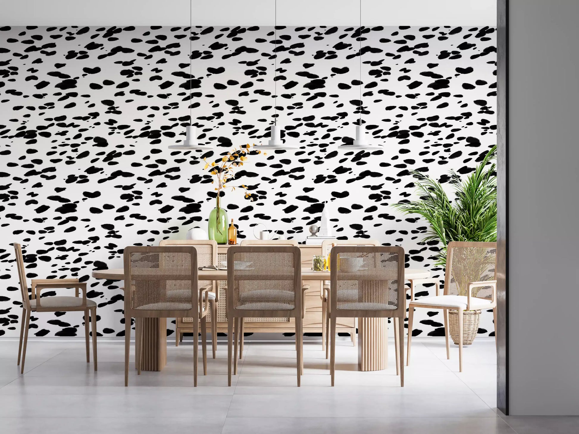 Black and White Brushstroke Dabs Wallpaper⁠