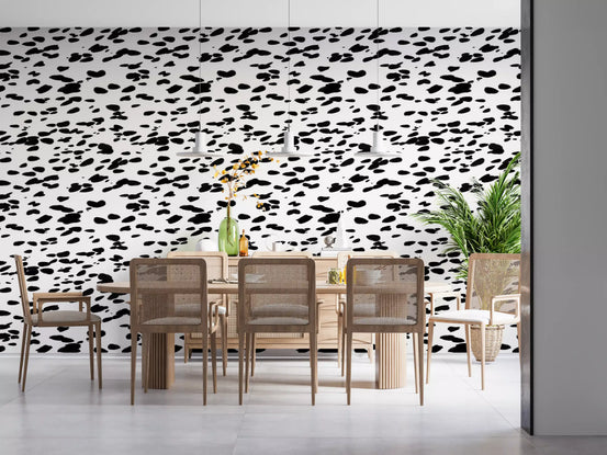 Black and White Brushstroke Dabs Wallpaper⁠
