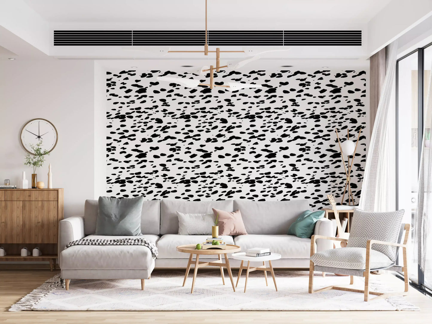 Black and White Brushstroke Dabs Wallpaper⁠