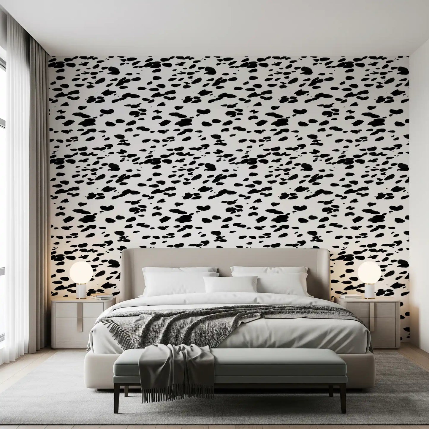 Black and White Brushstroke Dabs Wallpaper⁠