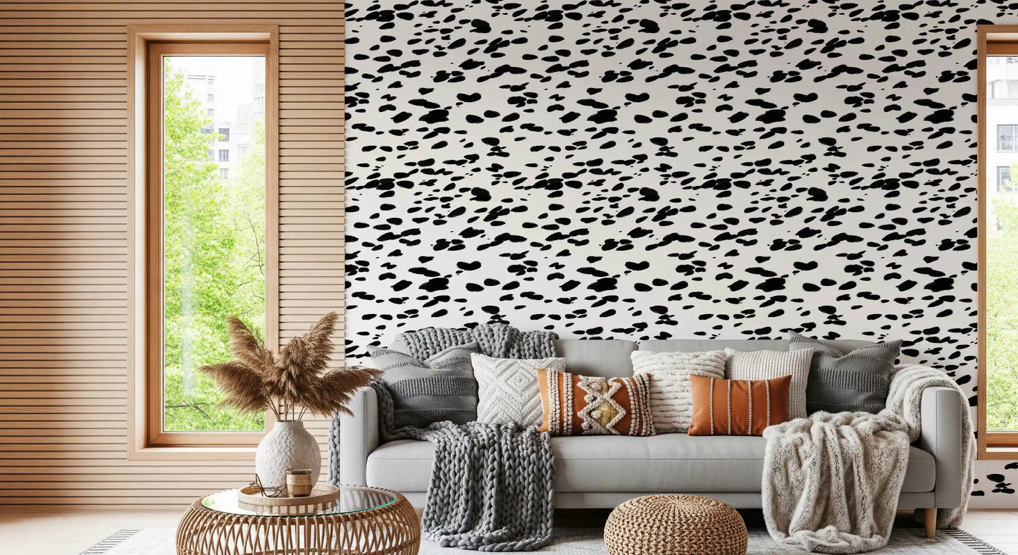 Black and White Brushstroke Dabs Wallpaper⁠
