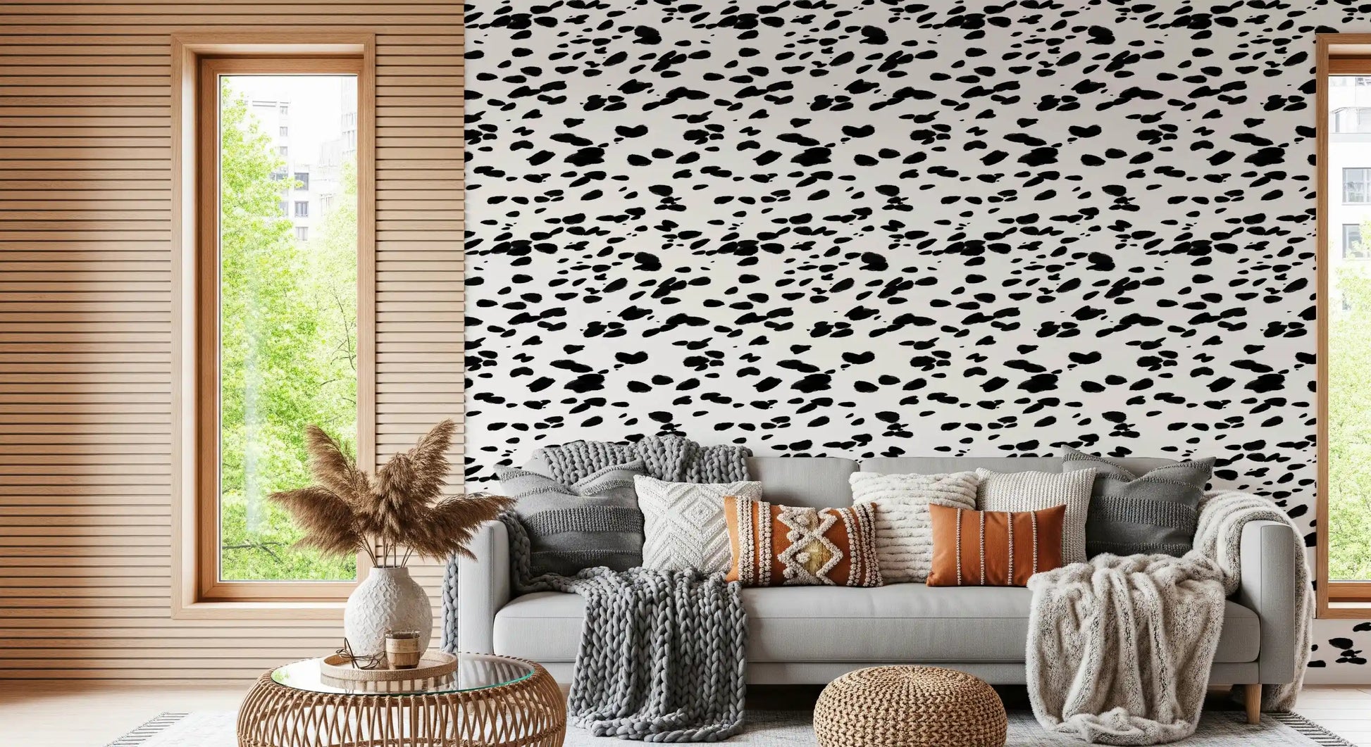 Black and White Brushstroke Dabs Wallpaper⁠