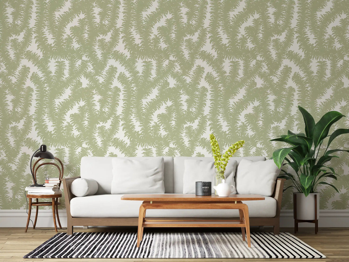 Minimalist Sage Leaf Pattern Wallpaper⁠