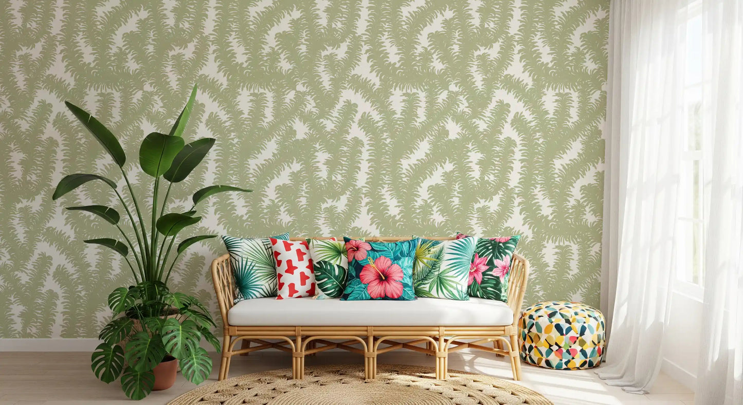 Minimalist Sage Leaf Pattern Wallpaper⁠