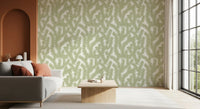 Minimalist Sage Leaf Pattern Wallpaper⁠