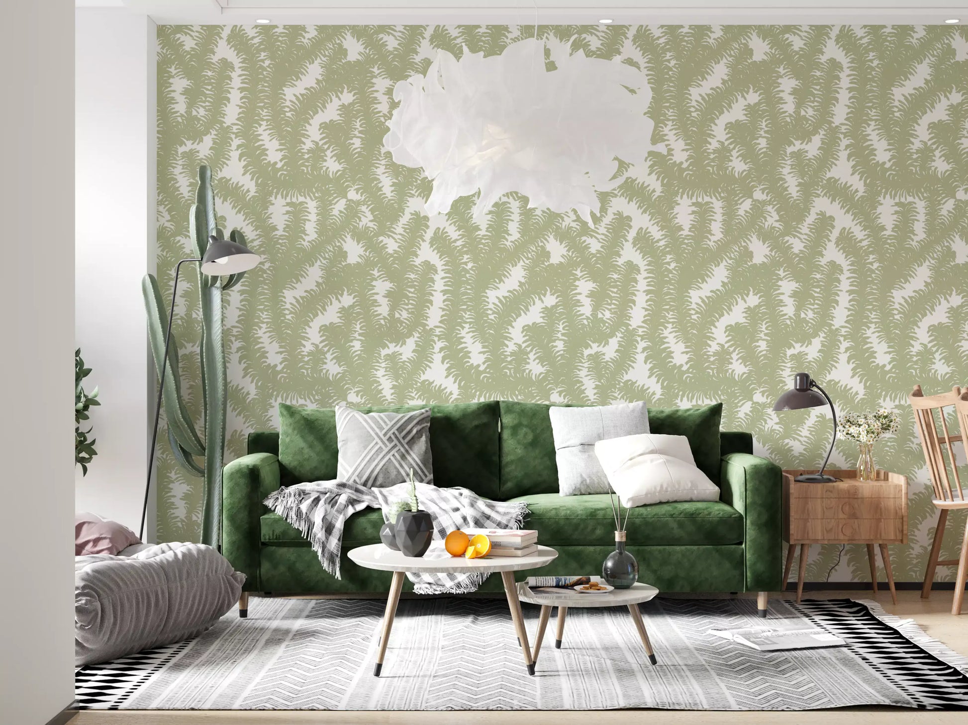 Minimalist Sage Leaf Pattern Wallpaper⁠