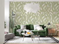 Minimalist Sage Leaf Pattern Wallpaper⁠