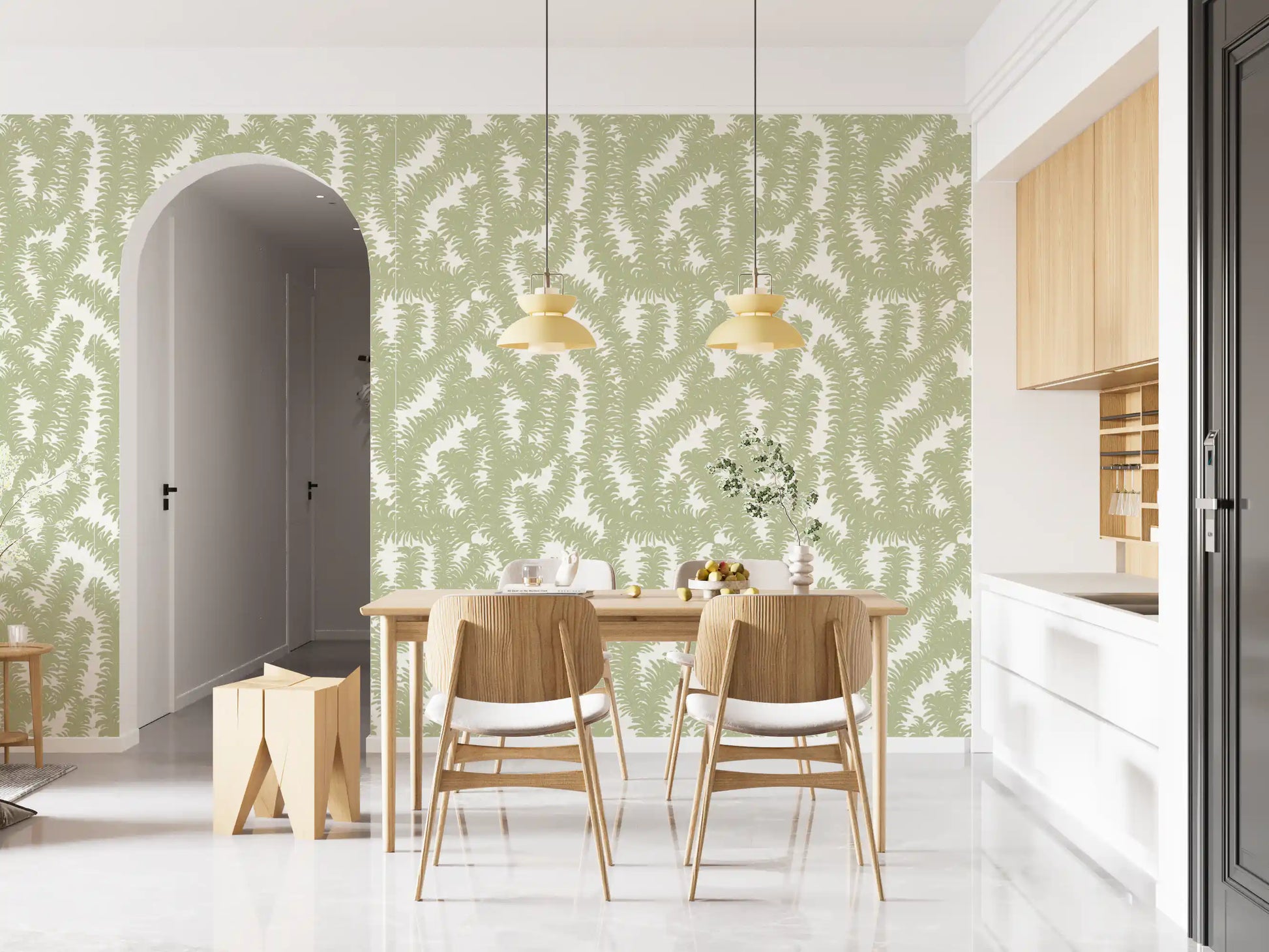 Minimalist Sage Leaf Pattern Wallpaper⁠