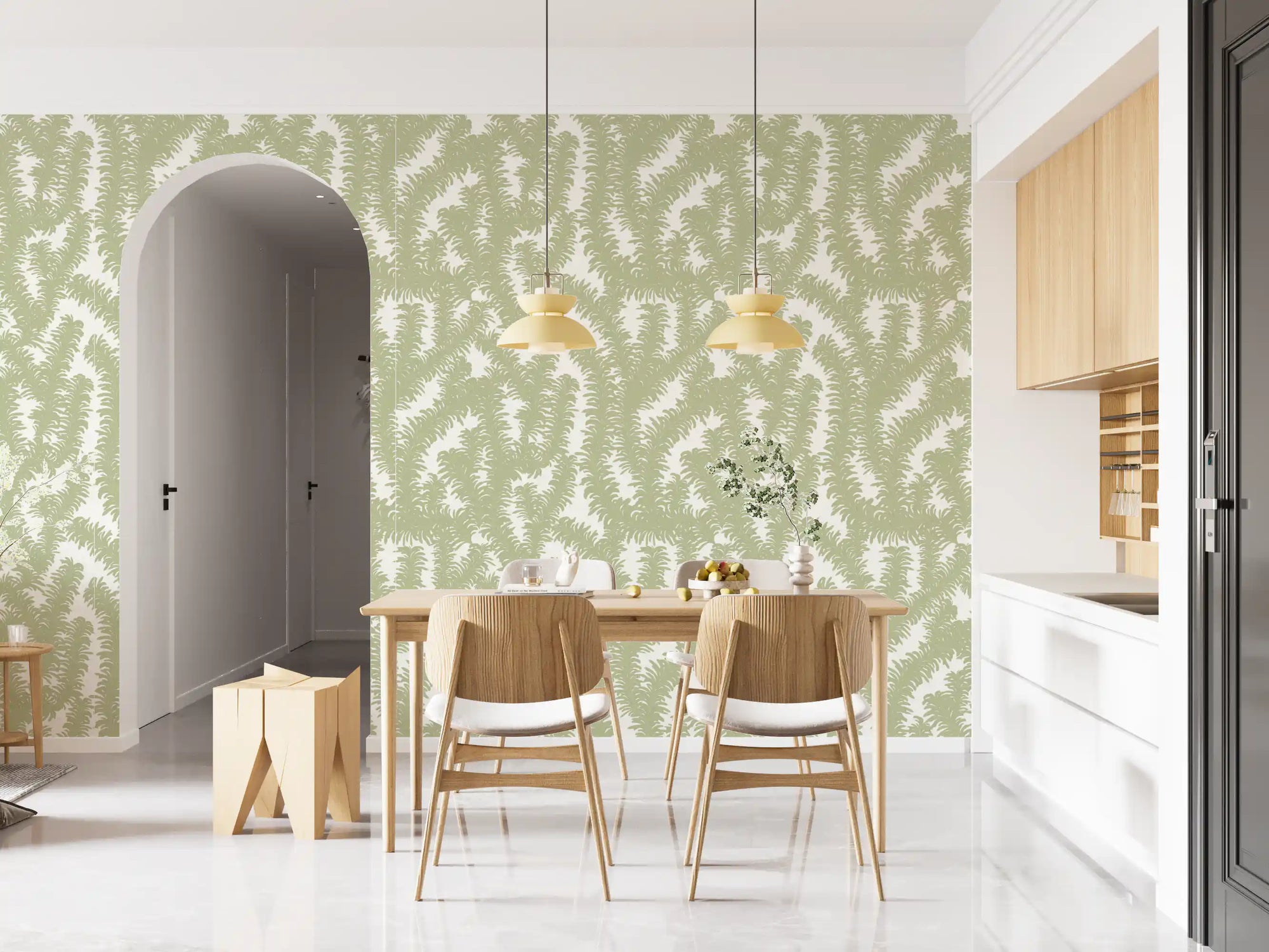 Minimalist Sage Leaf Pattern Wallpaper⁠