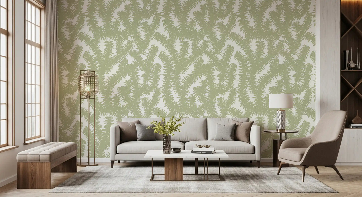 Minimalist Sage Leaf Pattern Wallpaper⁠