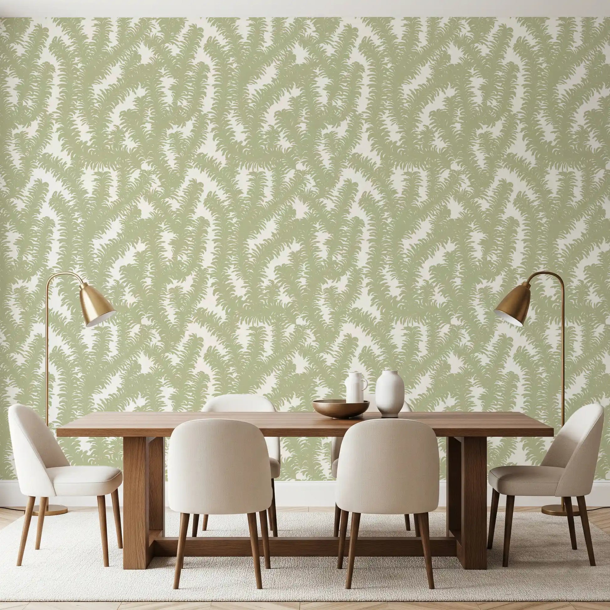 Minimalist Sage Leaf Pattern Wallpaper⁠