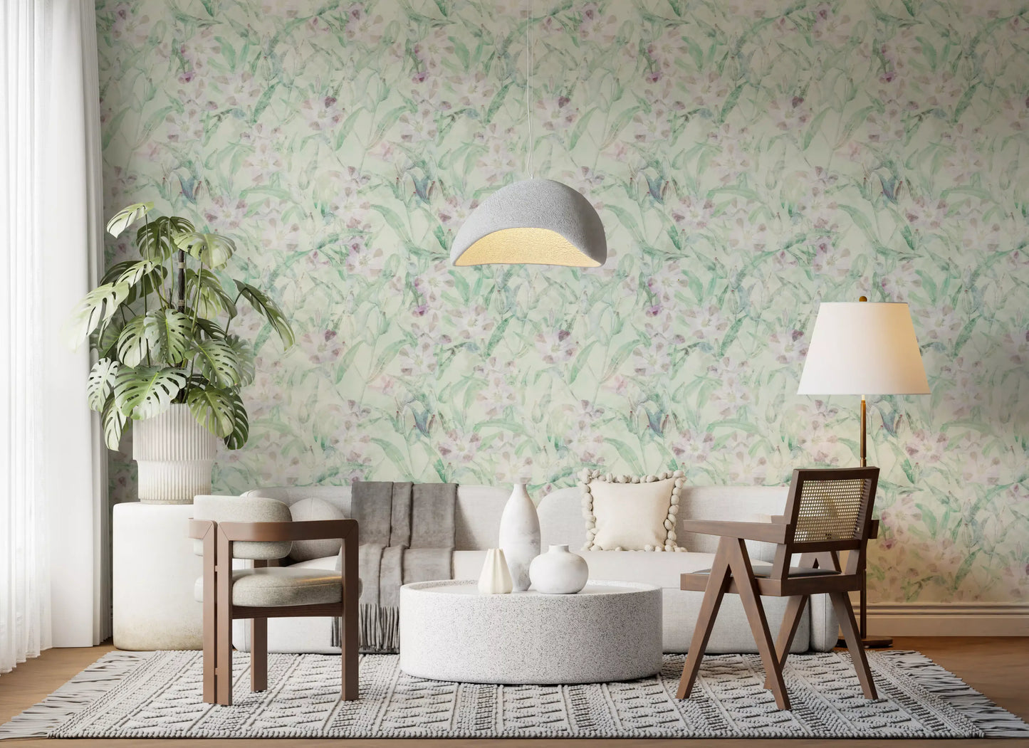 Soft Sage Botanical Garden Wallpaper⁠