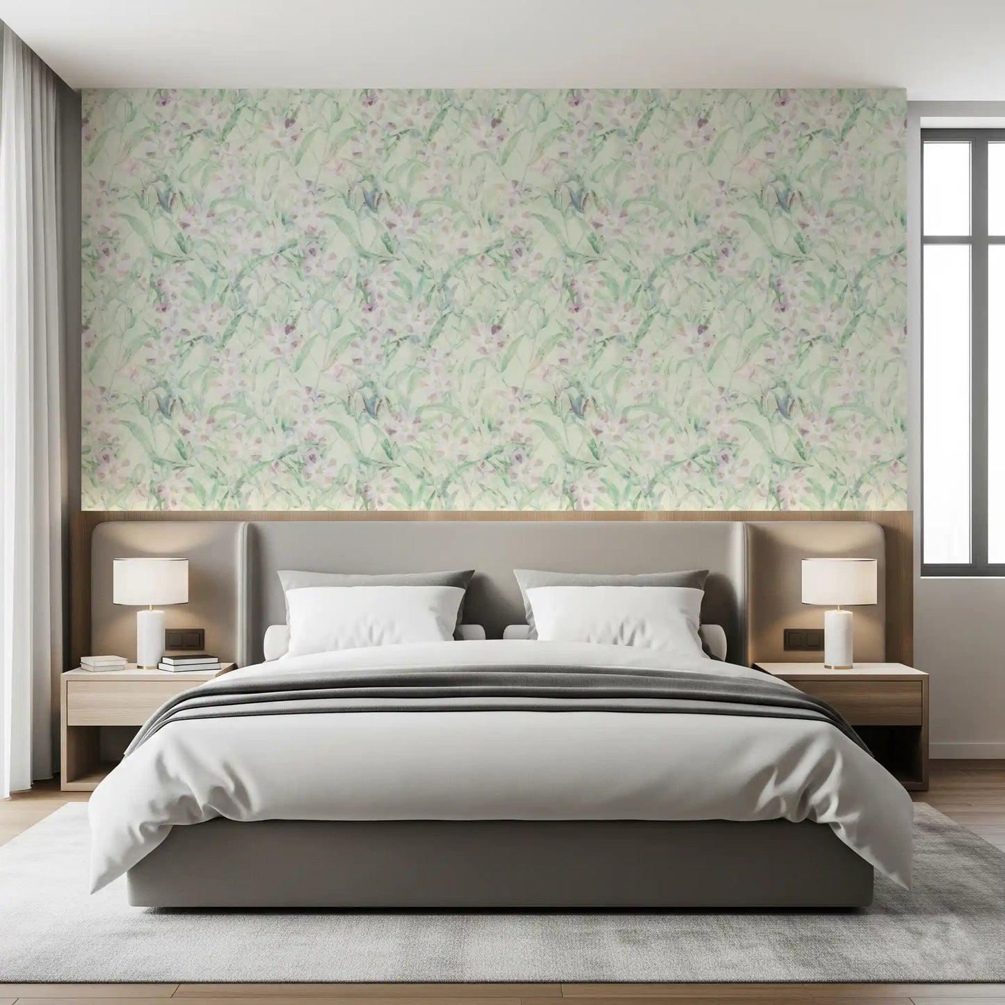 Soft Sage Botanical Garden Wallpaper⁠