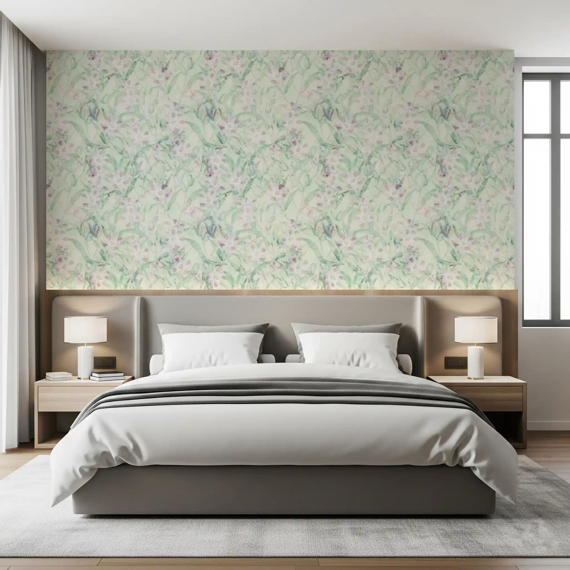 Soft Sage Botanical Garden Wallpaper⁠