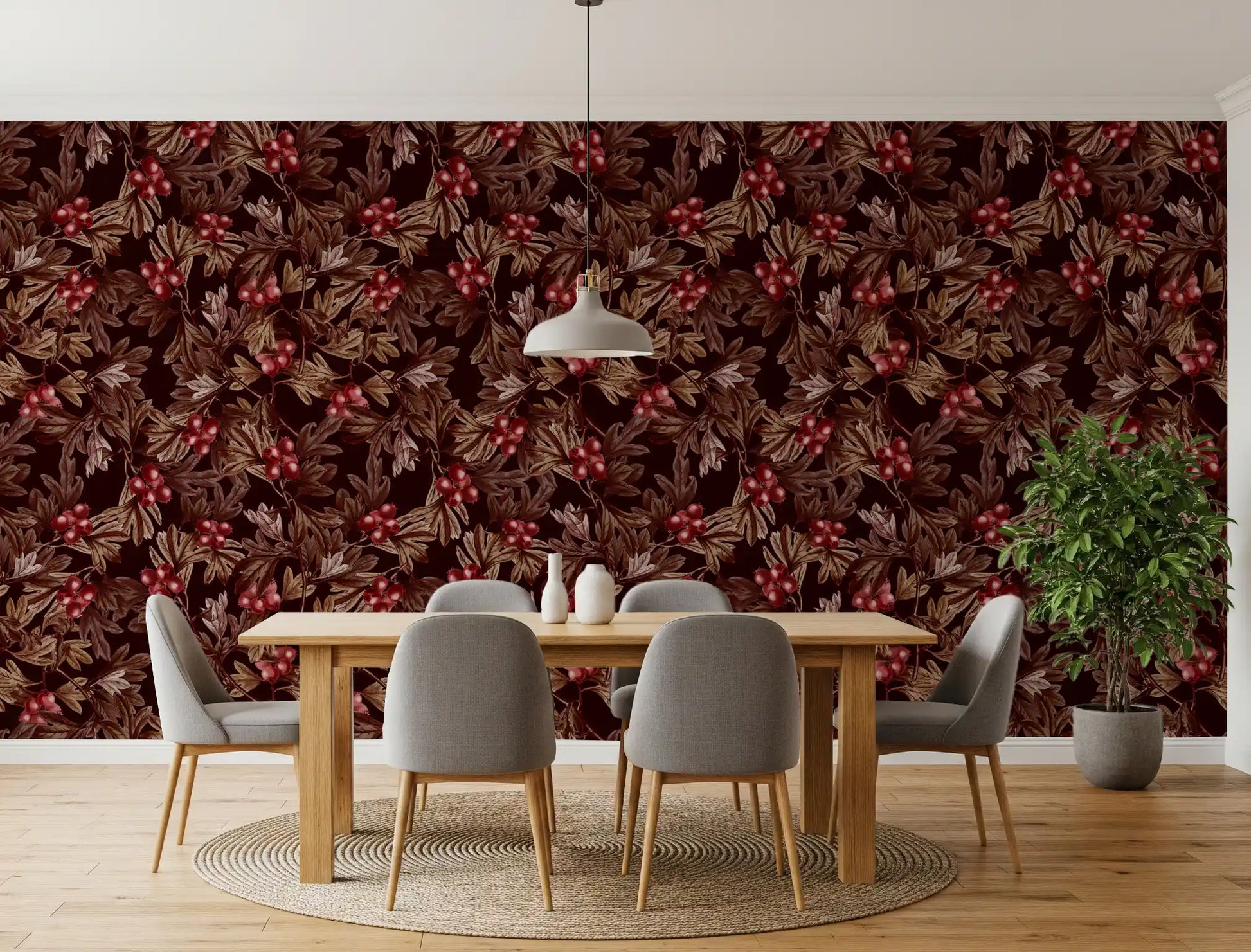 Autumnal Berry Harvest Illustration Wallpaper⁠