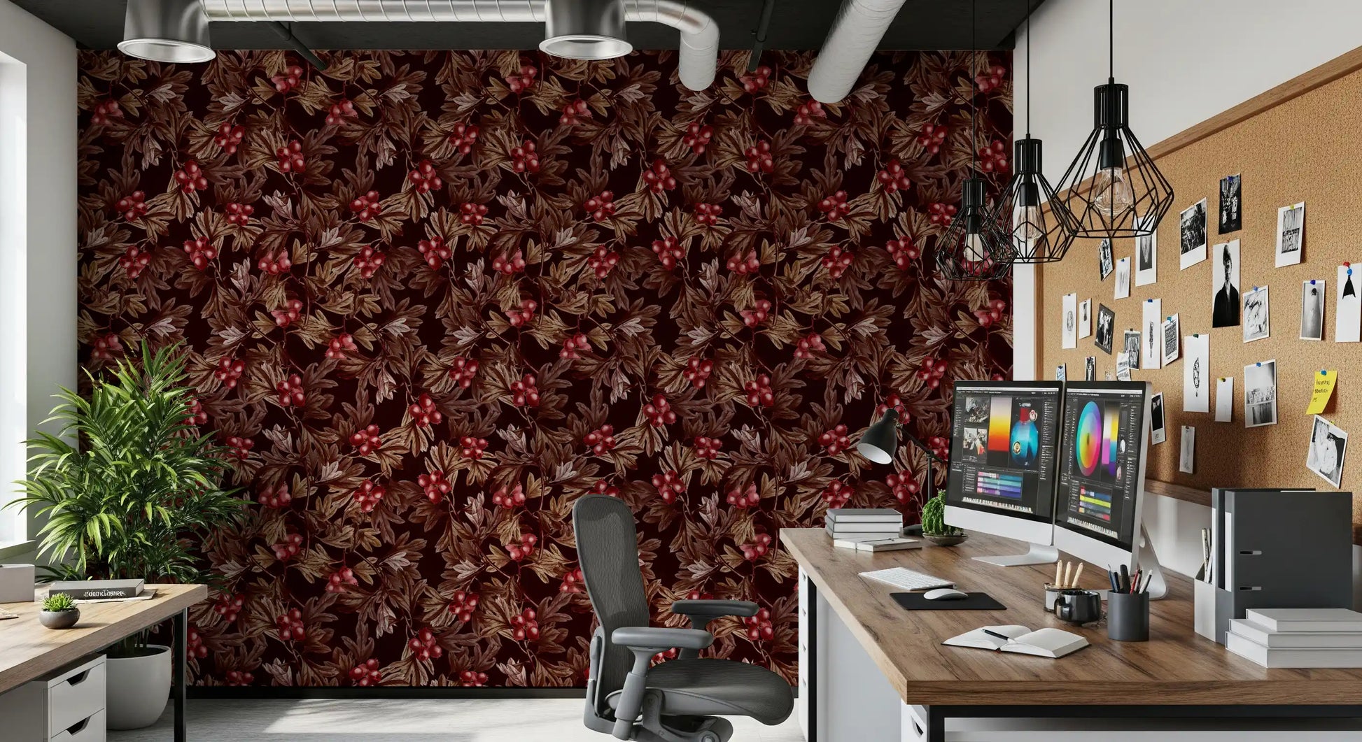 Autumnal Berry Harvest Illustration Wallpaper⁠