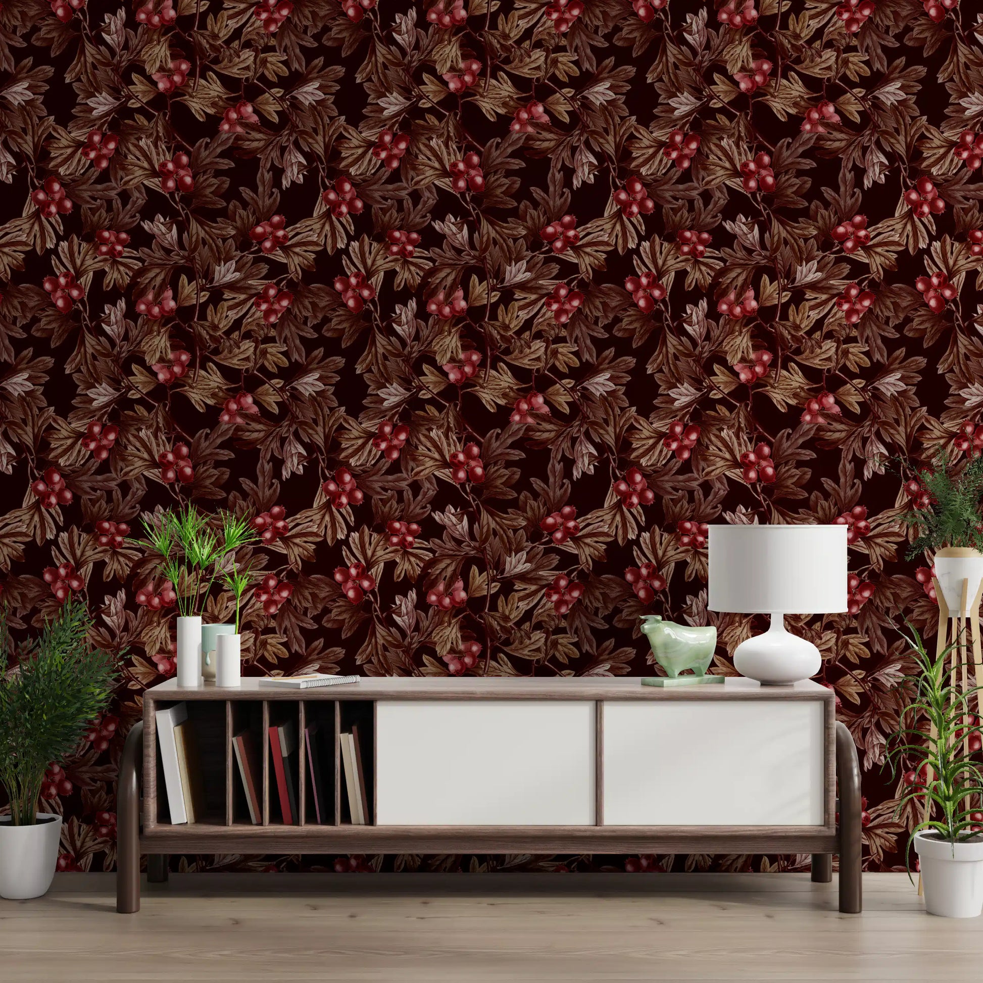 Autumnal Berry Harvest Illustration Wallpaper⁠