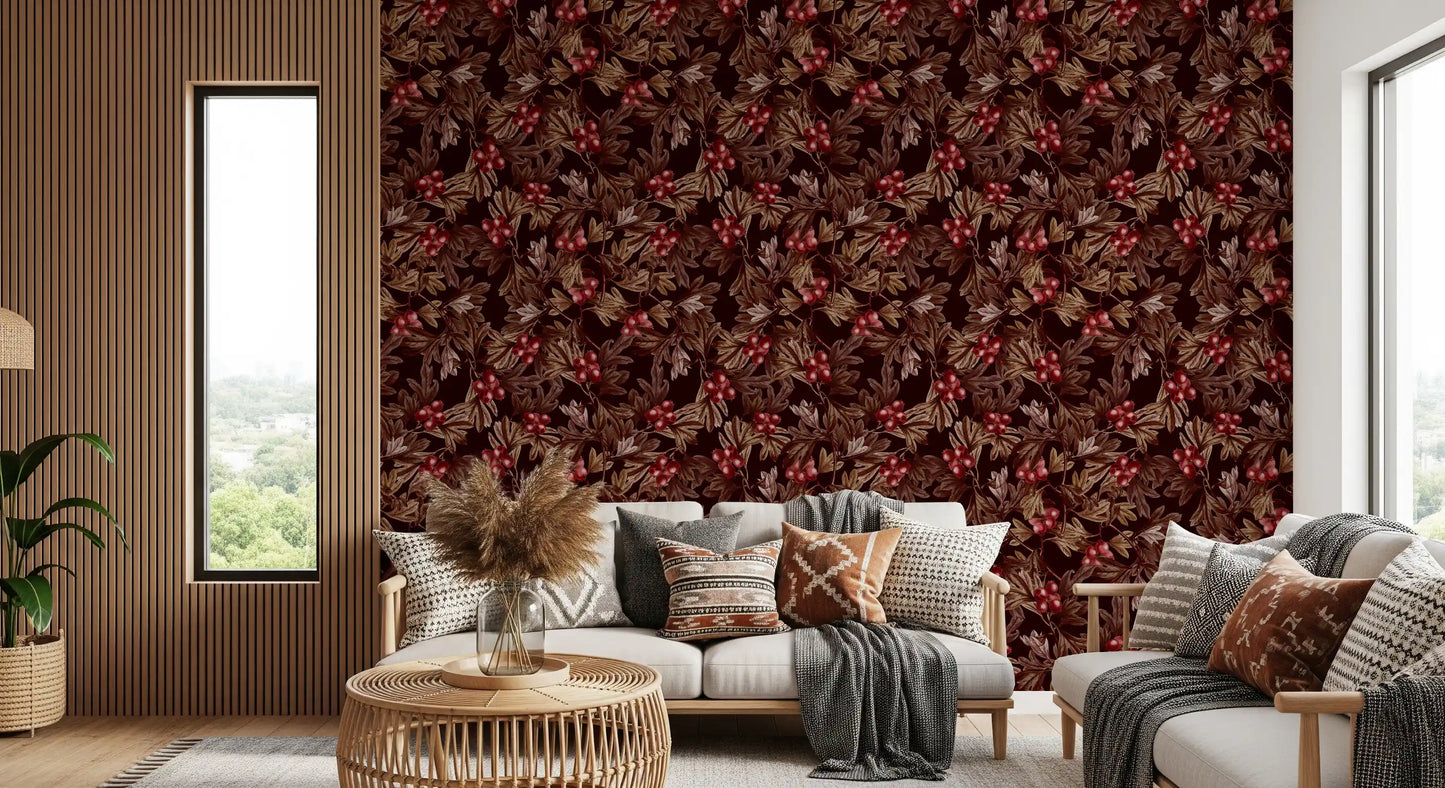 Autumnal Berry Harvest Illustration Wallpaper⁠