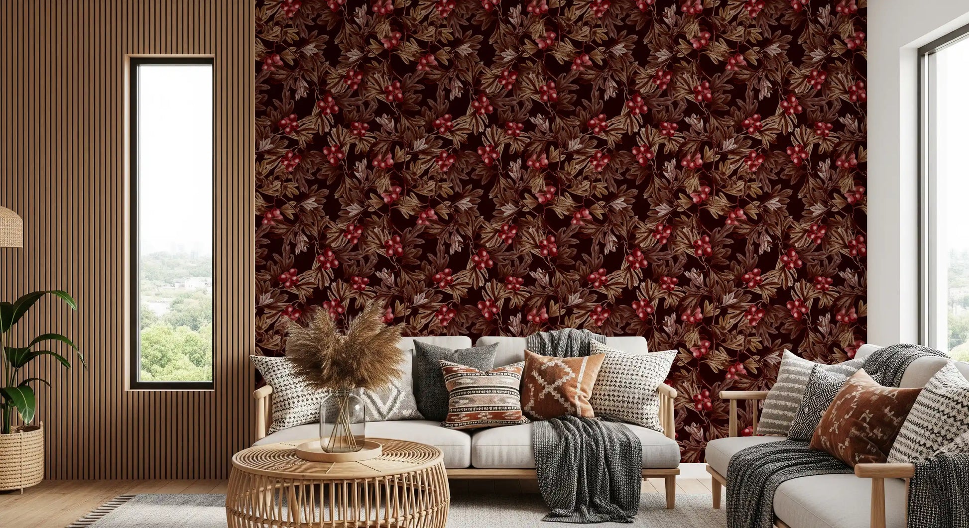 Autumnal Berry Harvest Illustration Wallpaper⁠
