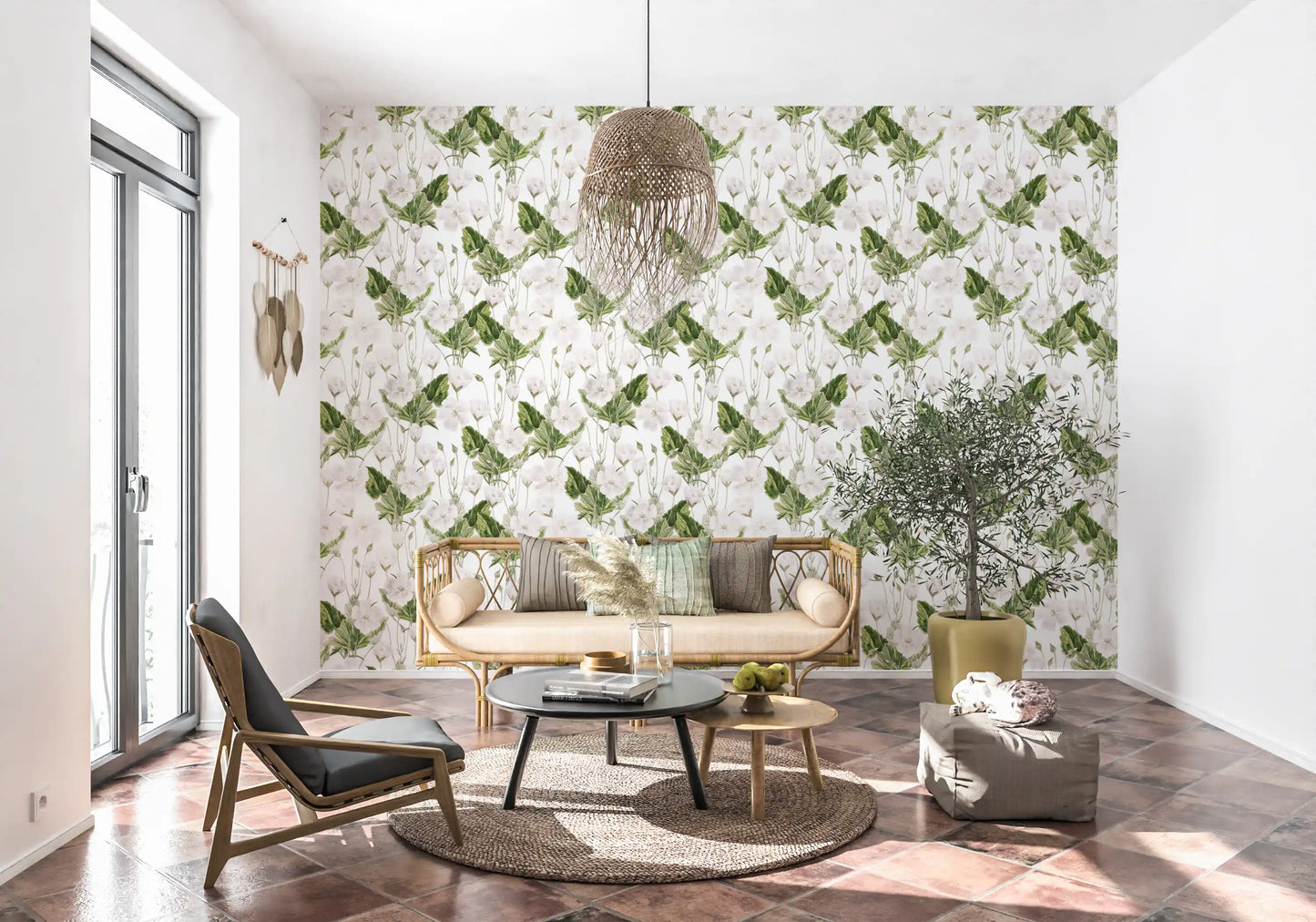 Botanical Meadow Sketch Wallpaper⁠