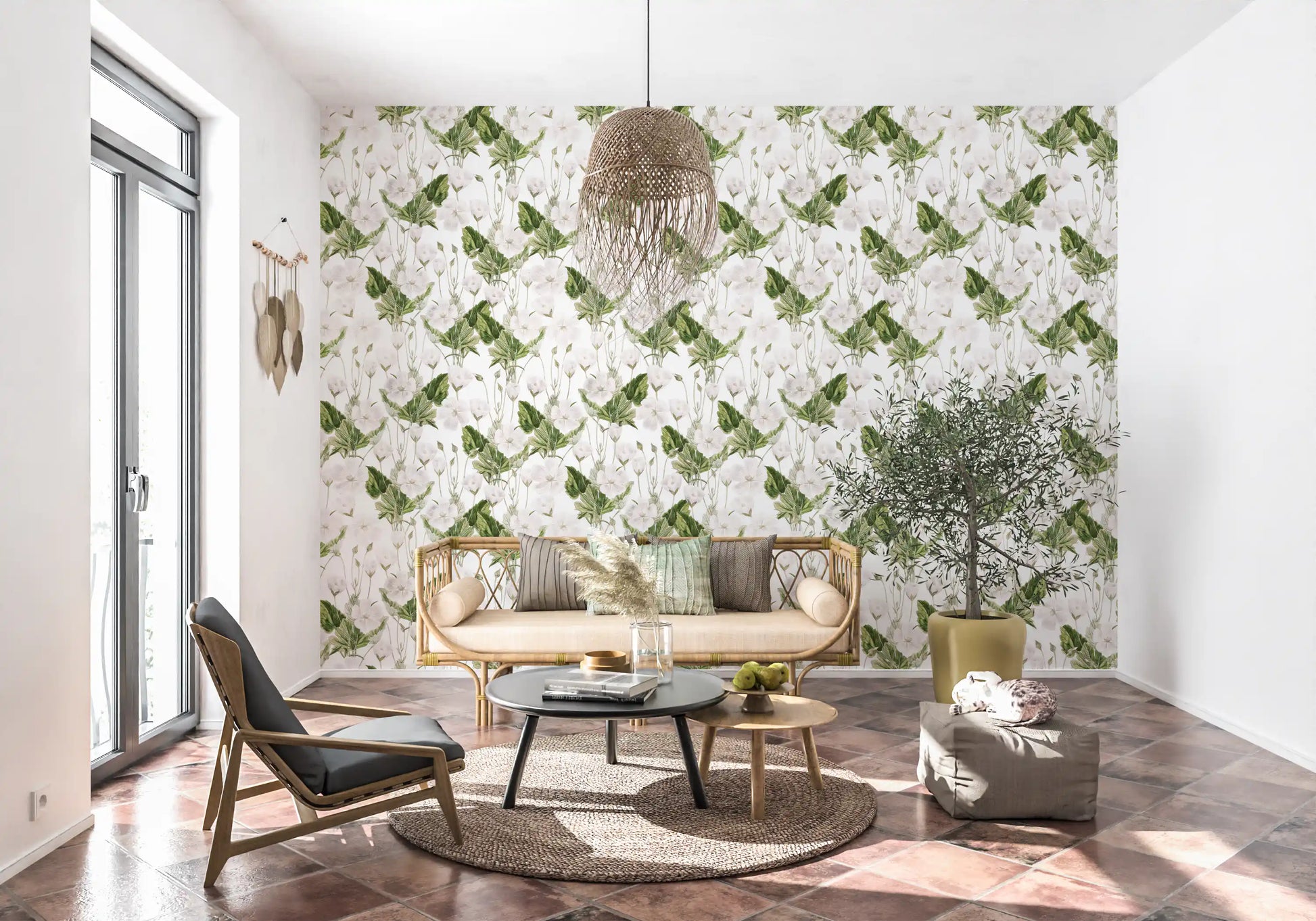 Botanical Meadow Sketch Wallpaper⁠