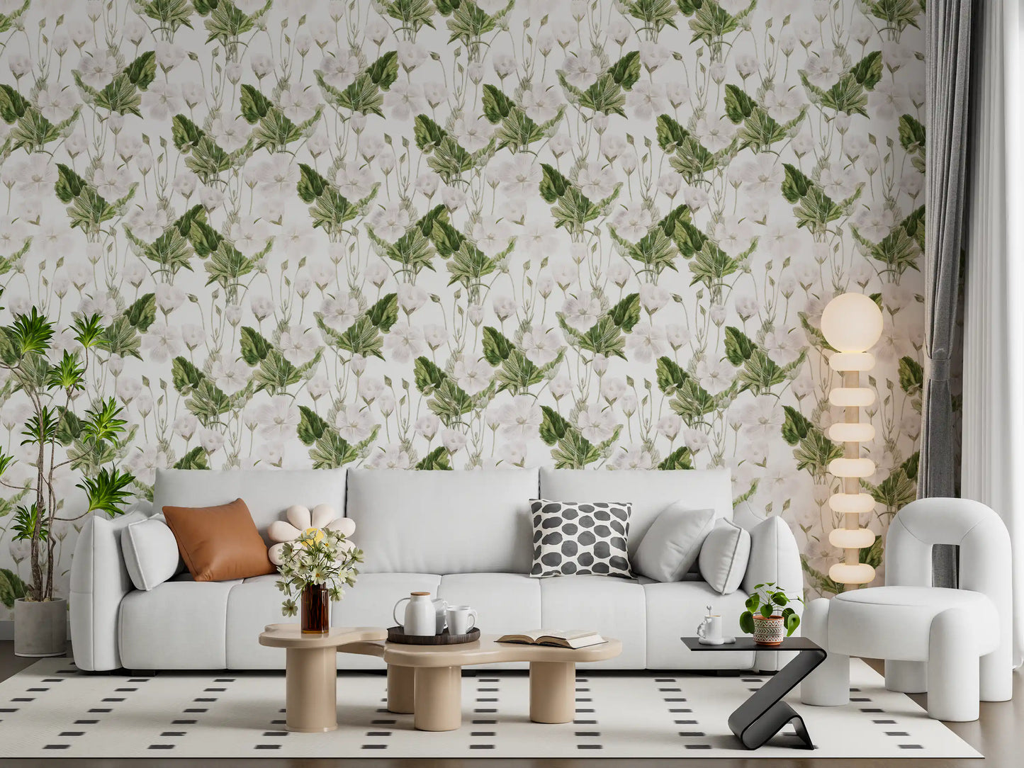 Botanical Meadow Sketch Wallpaper⁠