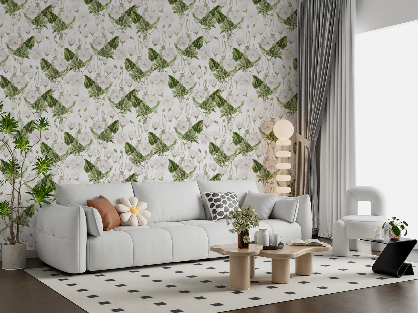 Botanical Meadow Sketch Wallpaper⁠