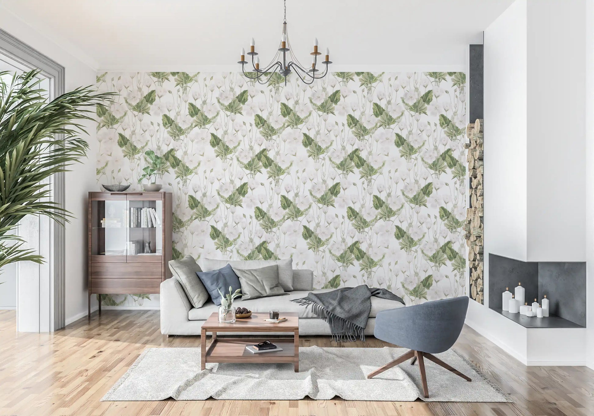 Botanical Meadow Sketch Wallpaper⁠