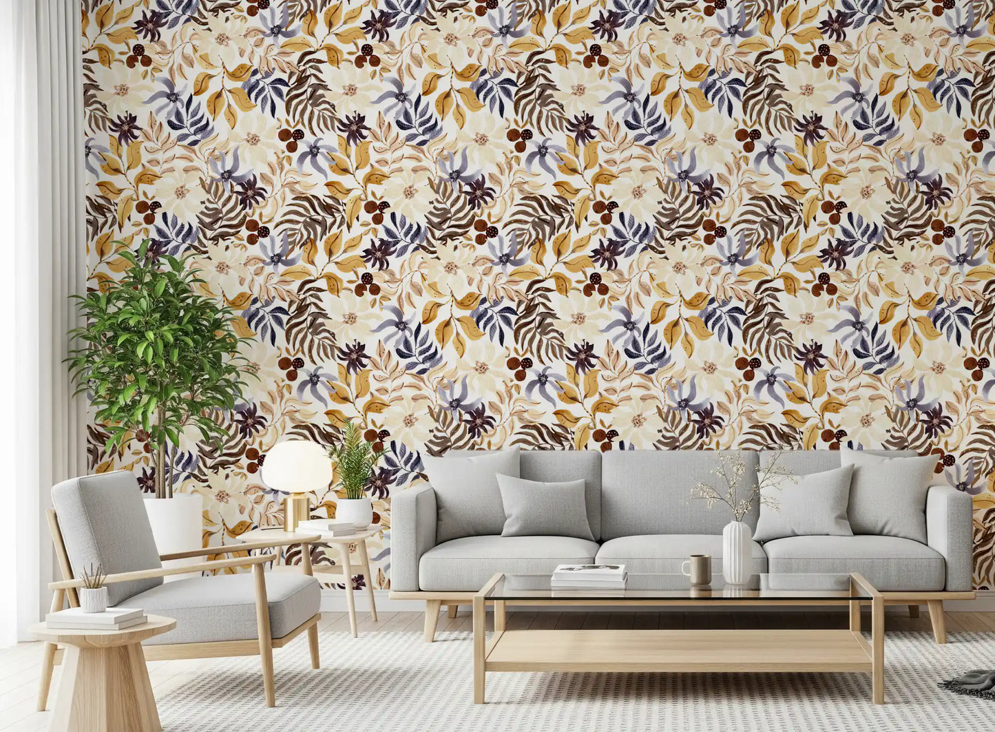Autumn Harvest Botanical Wallpaper⁠